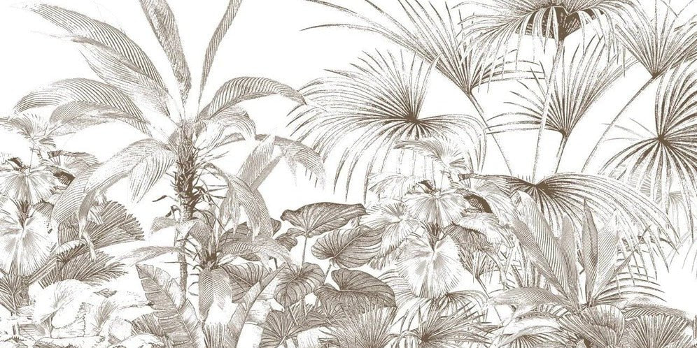 Monochrome engraving tropical wallpaper