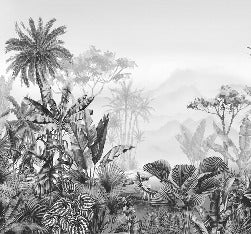 Tropical black and white wallpaper