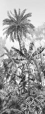Papier peint wc tendance tropical noir et blanc, XXL, tendance