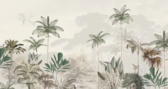 Panoramic jungle eden green wallpaper