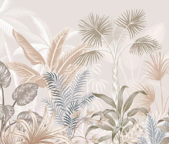 Panoramic terracotta jungle wallpaper