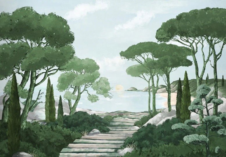 Stroll in the calanques wallpaper green