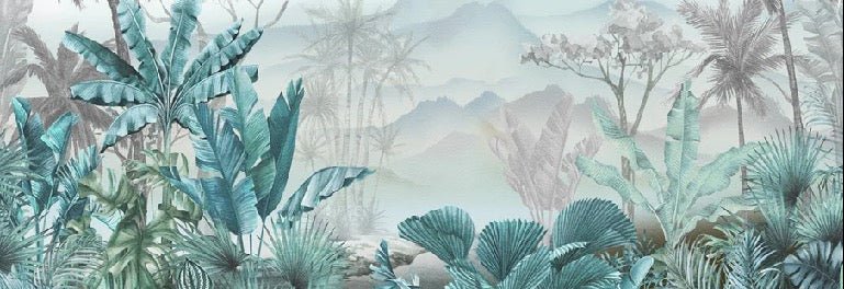 Trendy tropical blue wallpaper