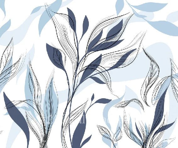 Papier peint fleur graphique bleu, XXL, tendance