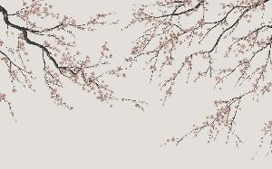 Sakura beige panoramic wallpaper