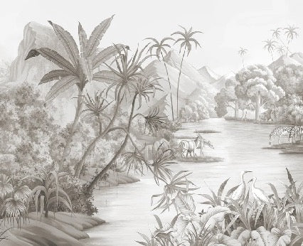 Papier peint panoramique jungle pittoresque, XXL, tendance