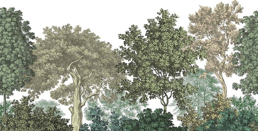 Landscape wallpaper forest engraving