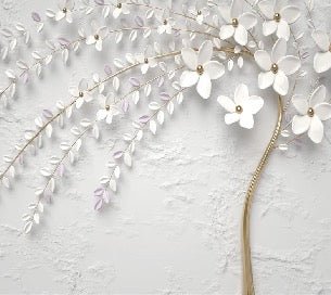 3D panoramic trompe l'oeil flowering tree wallpaper