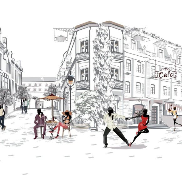 Panoramic wallpaper Parisian stroll