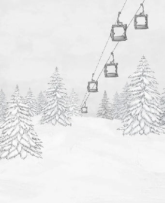 Black & white gondola mountain wallpaper