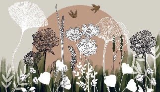 Panoramic floral wallpaper