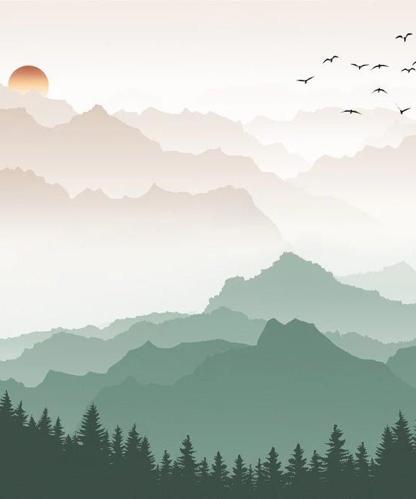 Mountain in mist wallpaper terracotta