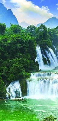 Panoramic wallpaper Cascading waterfalls