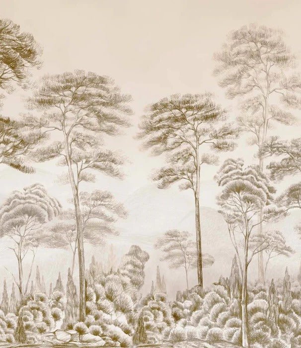 Sepia pinewood nature wallpaper