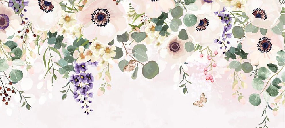 Wonderful flowers bathroom wallpaper