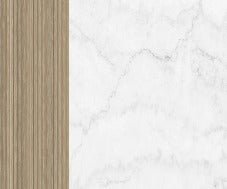 Imitation marble and oak strip wallpaper