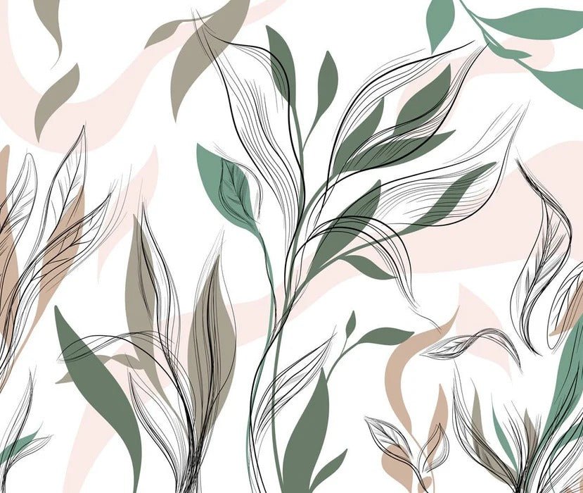 Graphic flower panoramic wallpaper