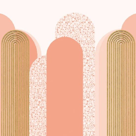 Graphic art deco wallpaper in pink