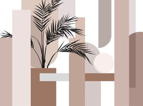 Terracotta geometric panoramic wallpaper