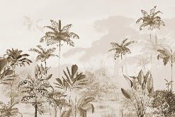 Panoramic jungle eden sepia wallpaper