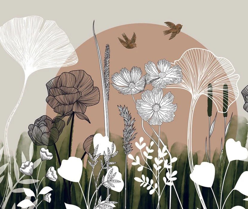 Panoramic floral wallpaper