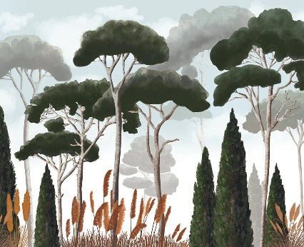 Custom wallpaper cypress pine and pampas grass