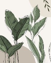 Graphic plant panorama wallpaper taupe