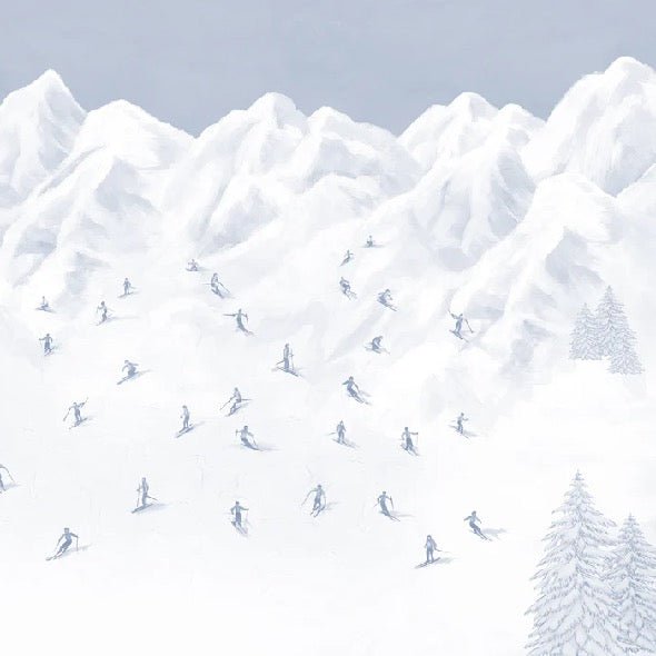 Mountain wallpaper skiers BLUE