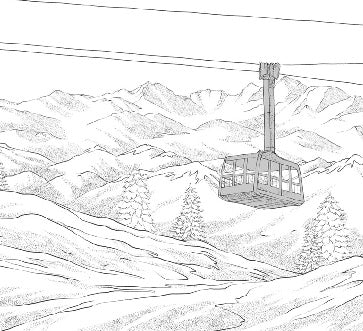 La Plagne télécabine black and white wallpaper