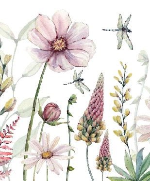 Flowers and dragonflies wallpaper