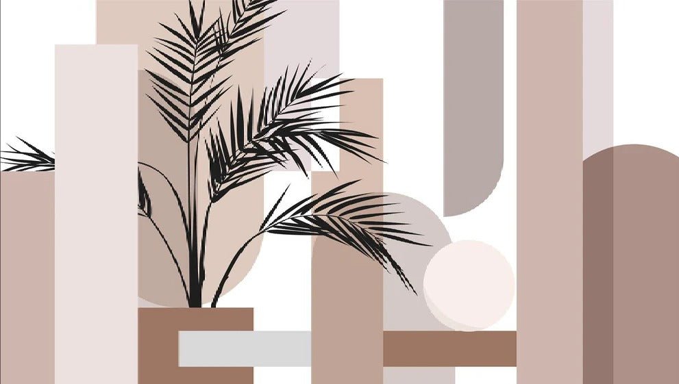 Panoramic geometric terracotta wallpaper