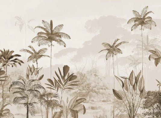 Panoramic jungle eden sepia wallpaper
