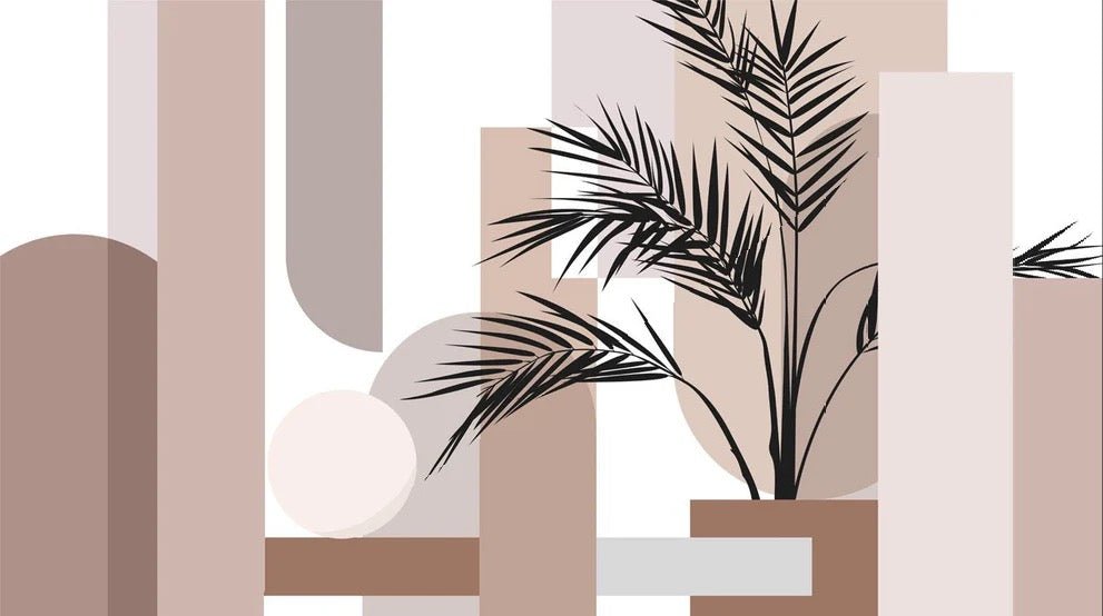 Panoramic geometric terracotta wallpaper