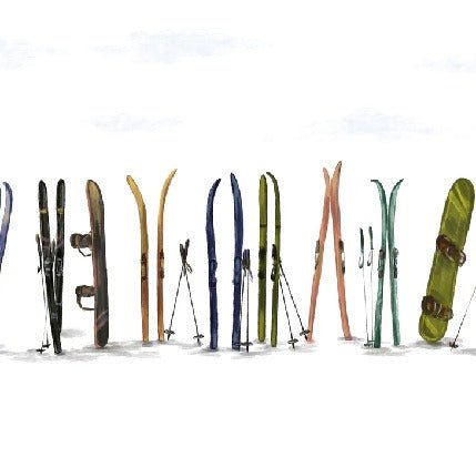 Papier peint panoramique skis colorés, XXL, tendance