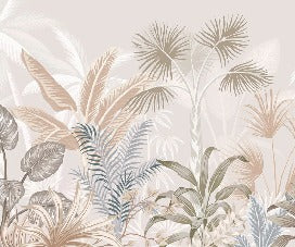 Panoramic terracotta jungle wallpaper