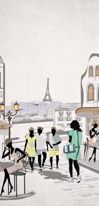 French wallpaper Paris café en terrasse