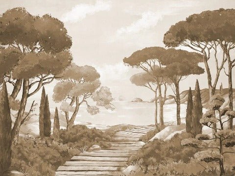 Papier peint balade dans les calanques monochrome, XXL, tendance