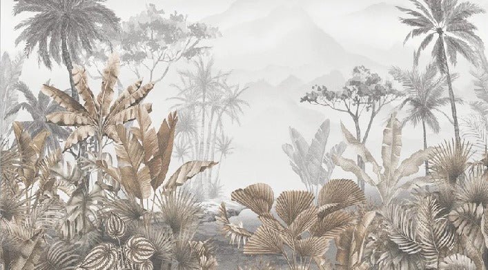 Tropical sepia restaurant wallpaper