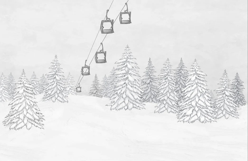 Black & white gondola mountain wallpaper