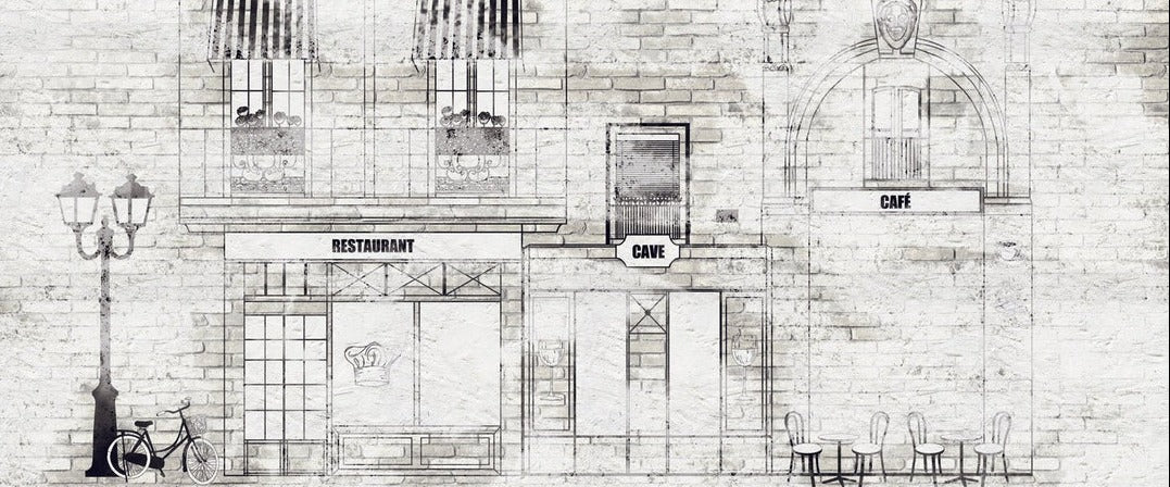 Wallpaper bistro vintage parisian facade