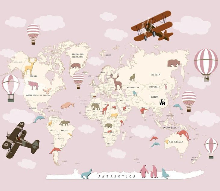 Airplane girl world map wallpaper