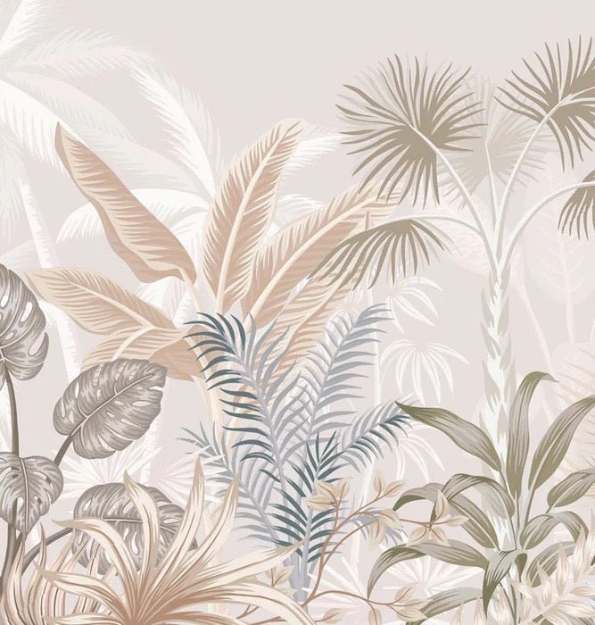 Panoramic terracotta jungle wallpaper