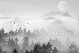 Mystic mountain mist wallpaper