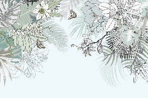 Papier peint tendance nature plante vert d'eau, XXL, tendance