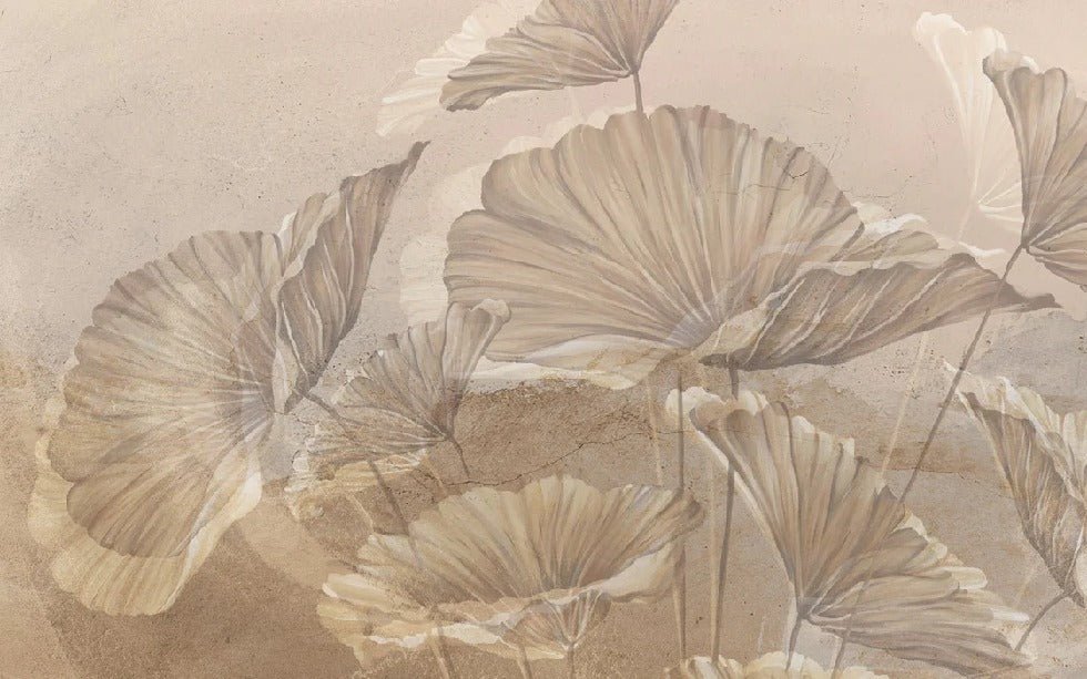 Panoramic lotus sepia wallpaper