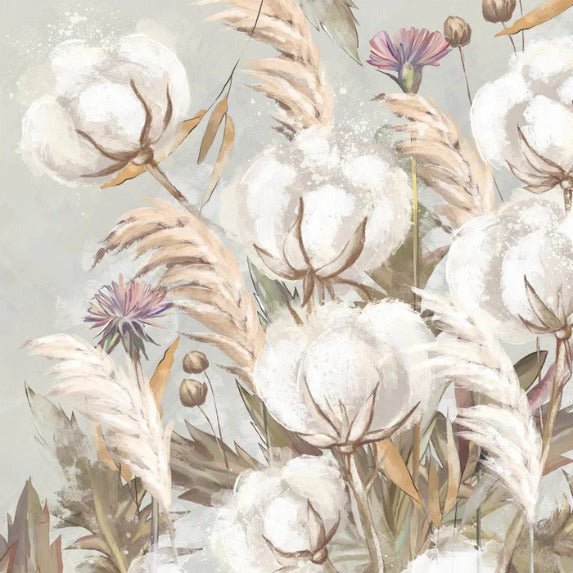 Panoramic cotton flower wallpaper