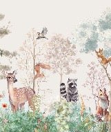 Beige magical nature children's bedroom wallpaper