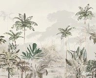Panoramic jungle eden green wallpaper