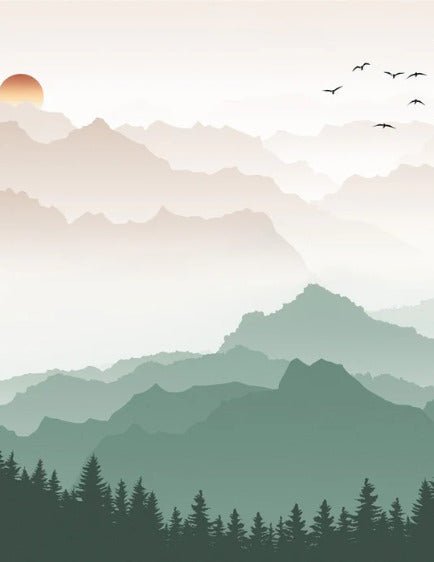 Mountain in mist wallpaper terracotta