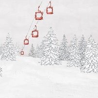 Papier peint montagne télécabine rouge, XXL, tendance